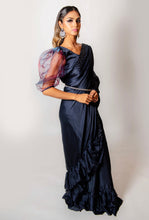 Load image into Gallery viewer, Blue Ruffle Saree - Loose Stitch