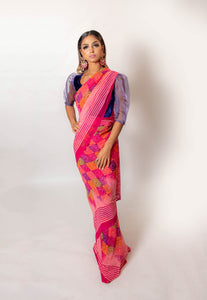 Squares Multi Coloured - Semi Stitched Saree