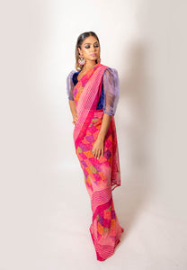 Squares Multi Coloured - Semi Stitched Saree