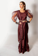 Load image into Gallery viewer, Maroon Ruffle Saree - Loose Stitch