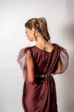 Load image into Gallery viewer, Maroon Ruffle Saree - Loose Stitch