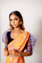 Load image into Gallery viewer, Orange and Lilac - Semi Stitched Saree