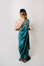 Load image into Gallery viewer, Teal Palm - Semi Stitched Saree