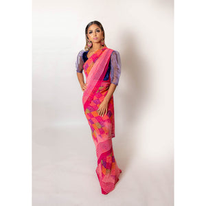 Squares Multi Coloured - Semi Stitched Saree