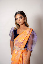 Load image into Gallery viewer, Orange and Lilac - Semi Stitched Saree